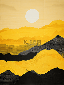 中国风黑金配色质感纹理秋天山水
