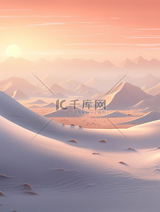 冬天日出插画图片_冬天太阳缓缓升起雪山日出11