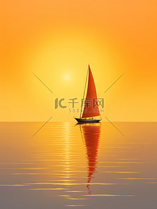 日落时分海洋中央的帆船9