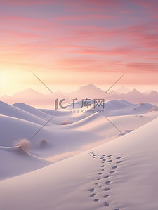 冬天日出插画图片_冬天太阳缓缓升起雪山日出8