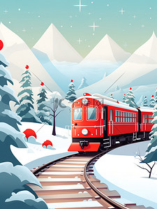 冬天火车行驶穿越森林12
