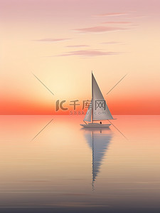 日落时分海洋中央的帆船8