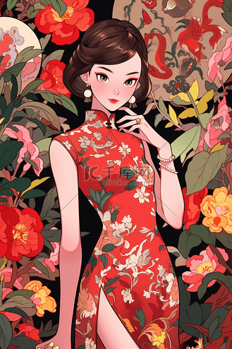 国潮演出旗袍图片女生