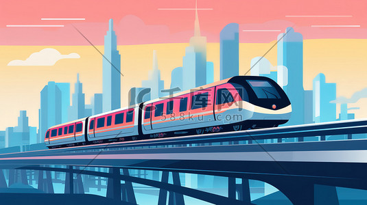 高速icon插画图片_高速磁悬浮列车穿越城市1