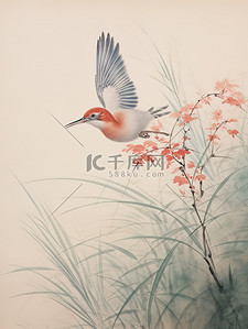 鸟类飞翔插画图片_东方鸟类飞翔的画18