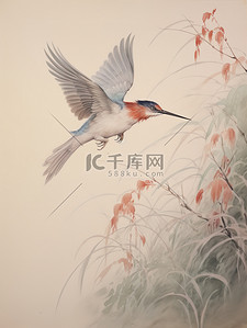 东方鸟类飞翔的画19