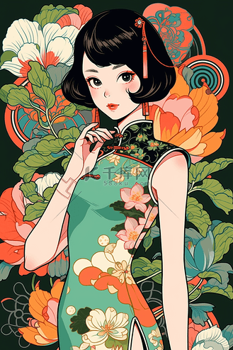 国潮演出旗袍图片女生