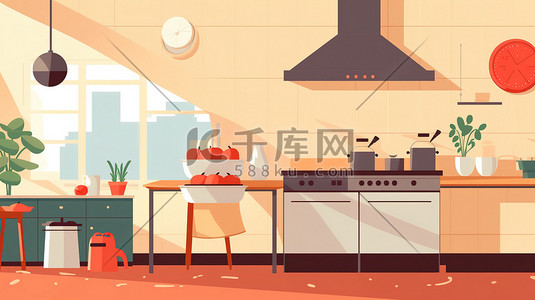 关于厨师的日漫插画图片_开放式厨房厨师煮饭6
