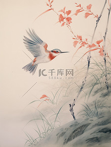 东方鸟类飞翔的画3