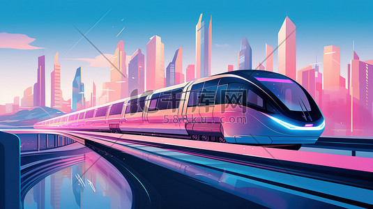 高速icon插画图片_高速磁悬浮列车穿越城市6