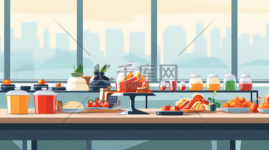 自助餐海報插画图片_自助餐厅美食食物16