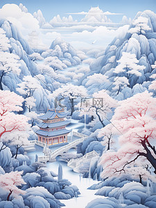 白色数字9插画图片_中国风浅白色绚丽的风景9