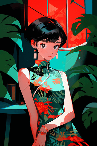 国潮演出旗袍图片女生