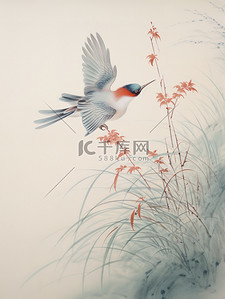 东方鸟类飞翔的画15