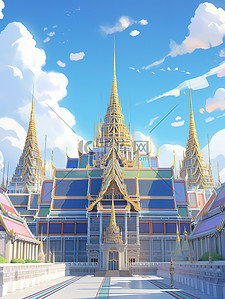 印度皇宫插画图片_蓝天下的泰国大皇宫19