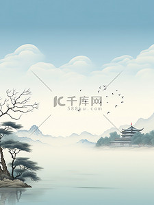 中国风建筑东方美学蓝天15