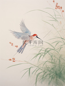东方鸟类飞翔的画12