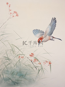 鸟类飞翔插画图片_东方鸟类飞翔的画14