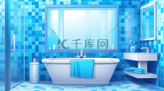蓝色马赛克瓷砖现代浴室2