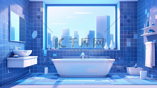 蓝色马赛克瓷砖现代浴室13