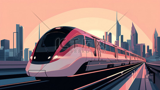 河南高速石化插画图片_高速磁悬浮列车穿越城市11