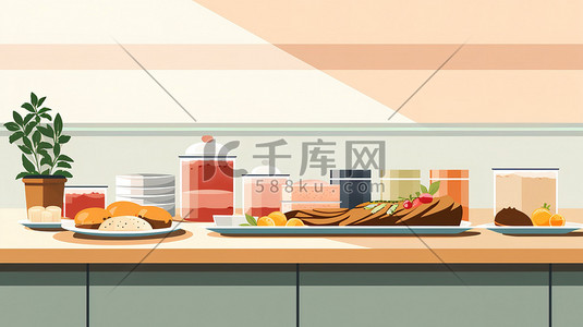 自助餐海報插画图片_自助餐厅美食食物15
