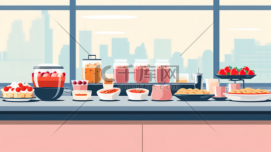 自助餐海報插画图片_自助餐厅美食食物2