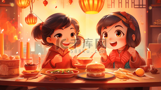 喜庆年夜饭插画图片_喜庆年夜饭美食插画10