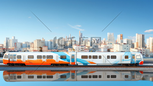 城市高铁插画图片_穿越城市的列车高铁3