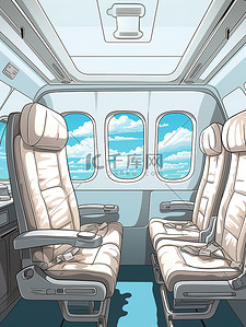 吧台前的座椅插画图片_飞机内部座椅插画12