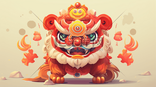 中国风春节舞狮插画31
