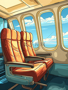 座椅插画图片_飞机内部座椅插画10