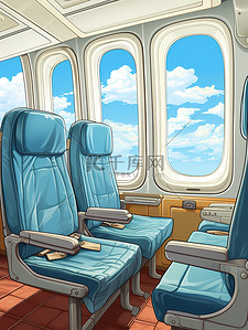 吧台前的座椅插画图片_飞机内部座椅插画2