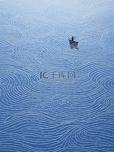 海面波浪插画图片_河上漂流的孤舟插画5