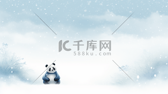 动漫雪地里的大熊猫插画2