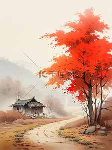 秋天红枫美丽乡村风景7
