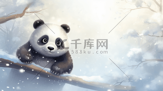 动漫雪地里的大熊猫插画14