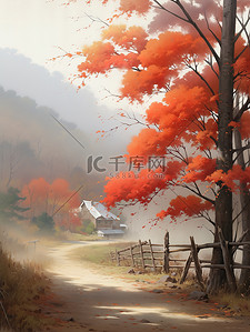 秋天红枫美丽乡村风景3
