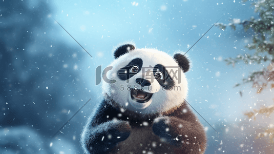 动漫雪地里的大熊猫插画8