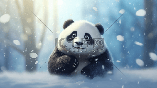 动漫雪地里的大熊猫插画7