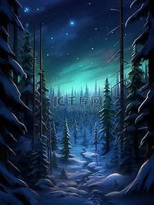 北极光冬季森林皮克斯风格9