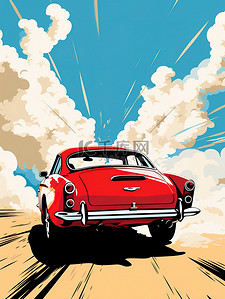 行驶的道路插画图片_在路上行驶的汽车艺术风格5