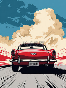 行驶的道路插画图片_在路上行驶的汽车艺术风格11