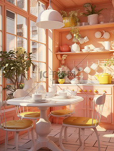 3d空间插画图片_3D空间阳光温暖厨房16