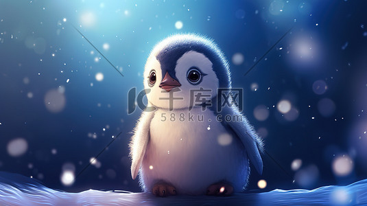 小企鹅好奇地抬头看着雪花9