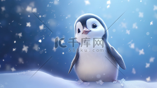 小企鹅好奇地抬头看着雪花6