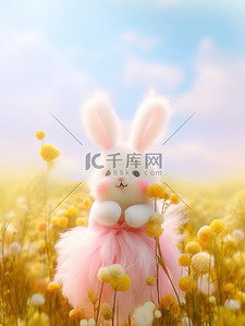 可爱小兔子在花朵丛中18