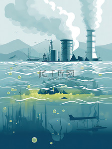 排放插画图片_核污水海洋污水排放15