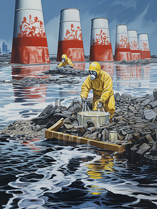 核污染海报插画图片_核污染水海洋海报4