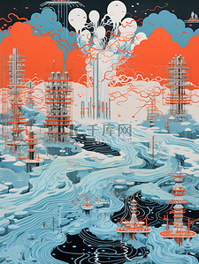 核污染海报插画图片_核污染水海洋海报7
